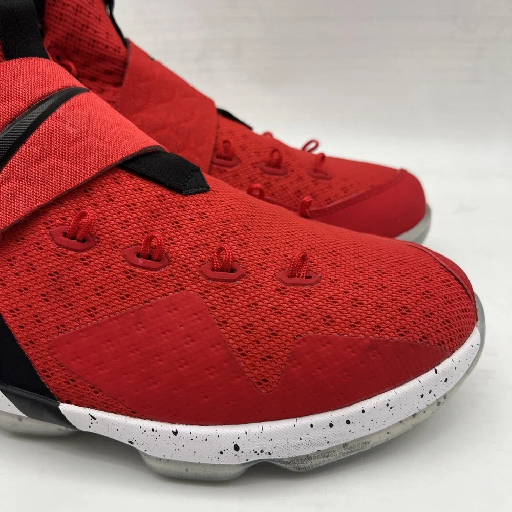 Nike Boys Lebron XIV Basketball Shoes Red Black 859468-600 LaceUp Hook Loop 6.5Y